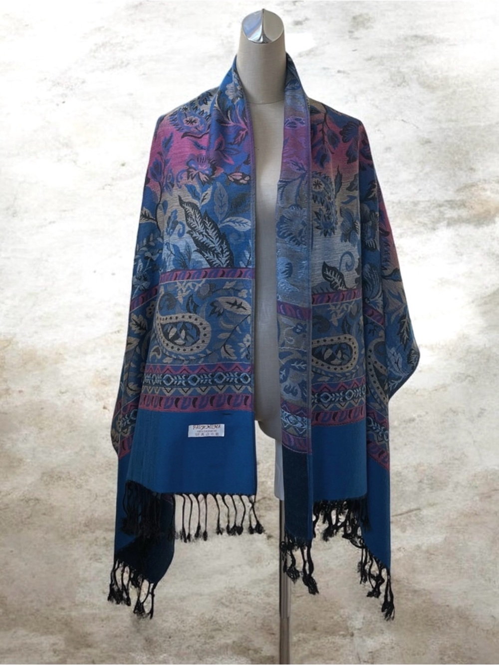 100% Cashmere Pashmina Jacquard Shawl Wrap Scarf Paisley Floral